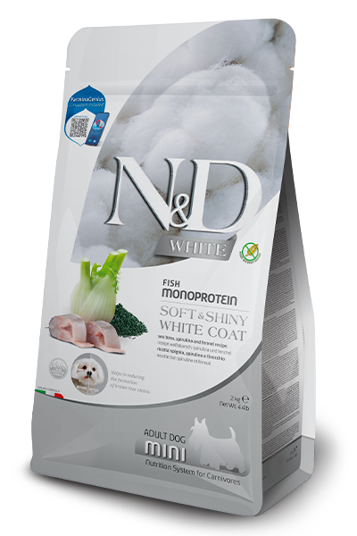Farmina N&D White Ricetta Spigola, Spirulina e Finocchio – Crocchette Cane Adulto 2kg