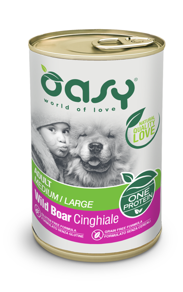 Crocchette per cani adulti AGRIAPPIA Oasy ONE PROTEIN con carne di cinghiale, peso 400g, in confezione umida