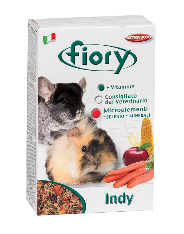Fiory Indy – Miscela per Cavie e Cincillà con Vitamina C, Omega3 e 10 Ingredienti