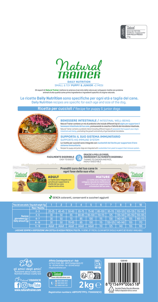 Natural Trainer - DAILY NUTRITION - SMALL&TOY PUPPY&JUNIOR CON POLLO FRESCO