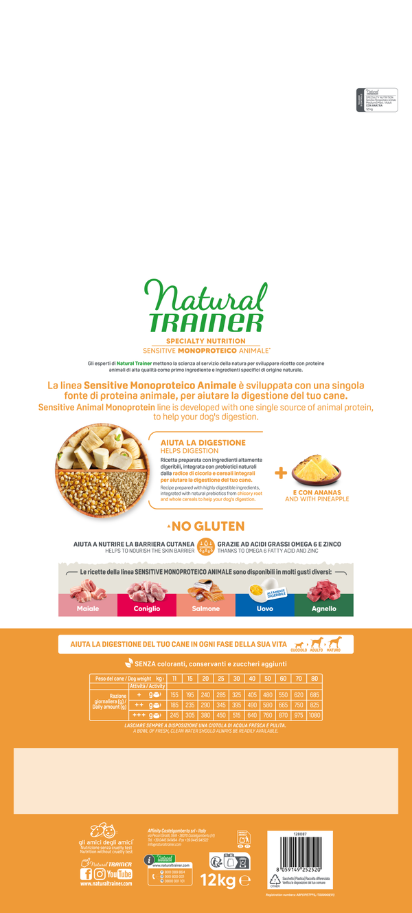 Crocchette per cani Sensitivity Natural Trainer AgriaPpia con anatra, cereali integrali, senza glutine, adatte a adulti di taglia media e maxi
