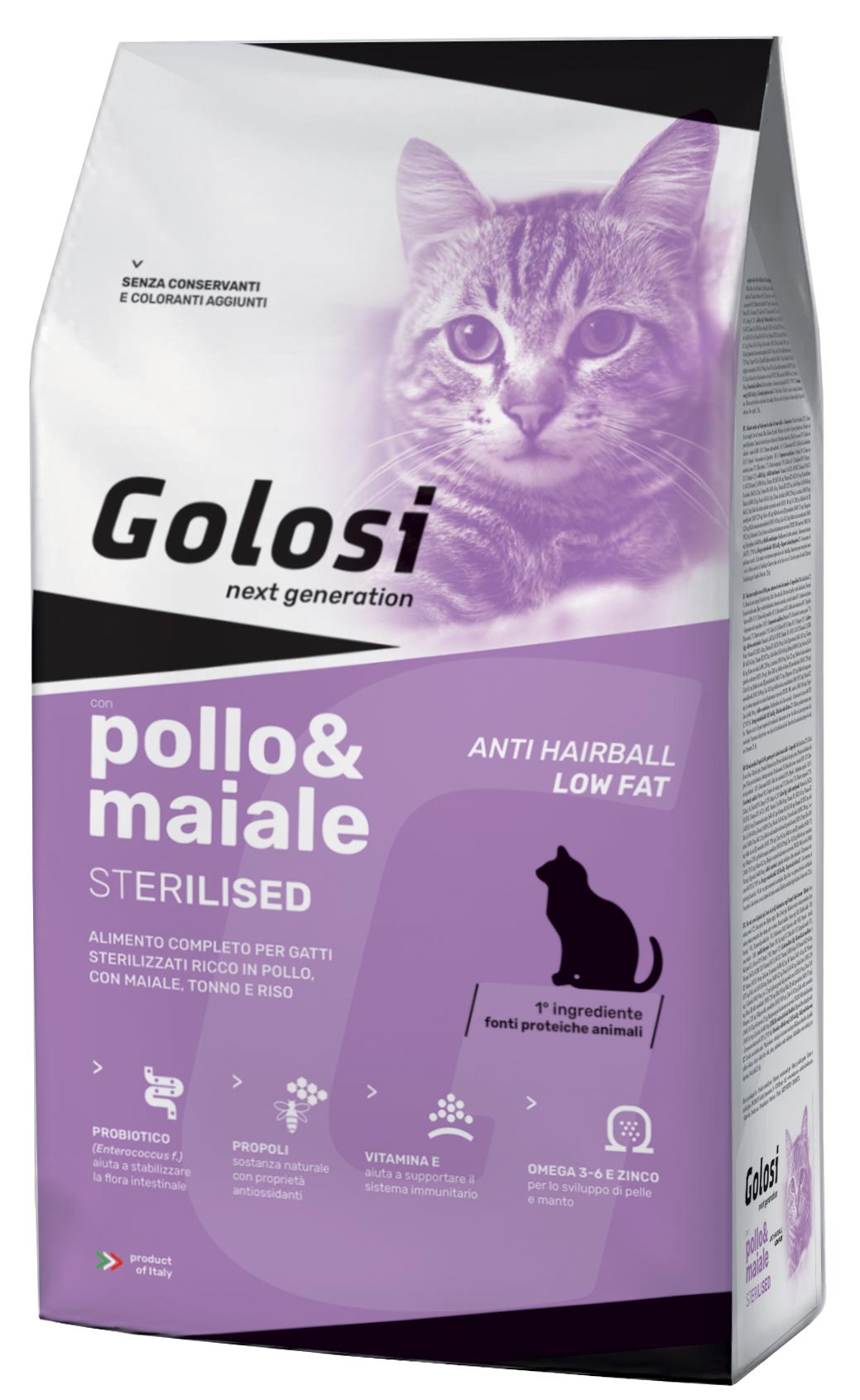 Crocchette per gatti Golosi Pollo e Maiale Sterilizzati AgriAppia, sacco di cibo umido per gatti sterilizzati.