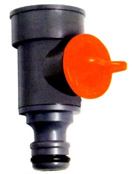 Rubinetto linea F3/4 con attacco rapido di AgriaPPIA, in plastica resistente, visibile in dettaglio su immagine.