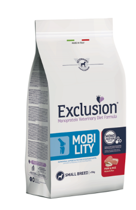 Cibo per cani di piccola taglia Exclusion Monoprotein Vet Diet Mobility con maiale e riso, marca AgriAppia, confezione piccola