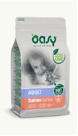 Cibo per gatti adulto AGRIAPPIA Oasy Salmone in scatola, alimento umido con salmone fresco, ideale per gatti adulti.