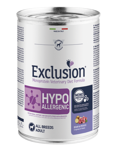 Immagine di un sacchetto di Exclusion Monoprotein Vet Diet Hypoallergenic AgriaPpia da 400g, alimenti per cani allergici