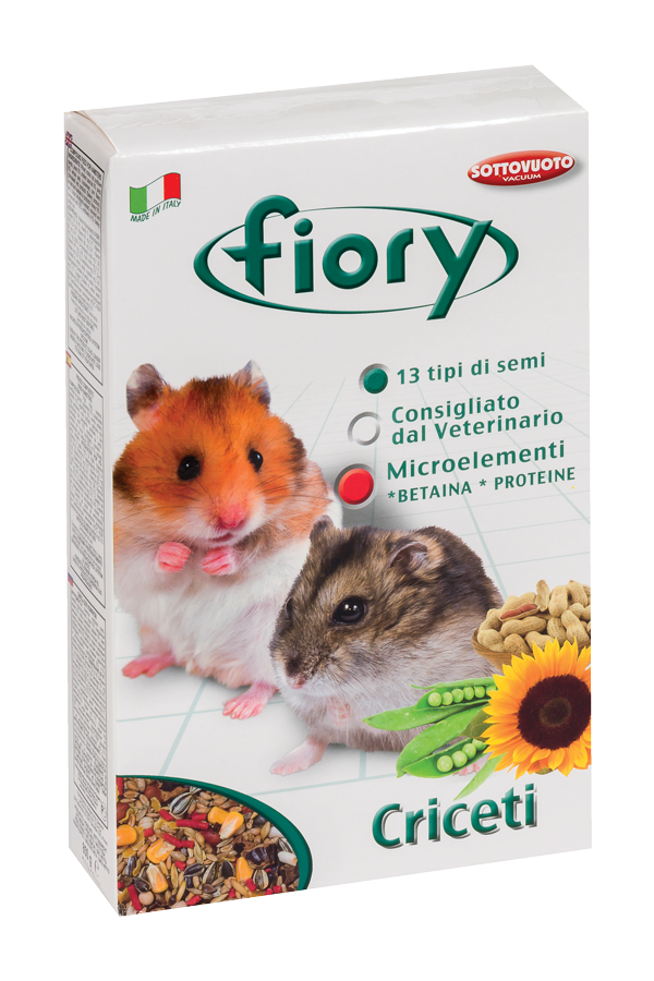 Mangime AGRIAPPIA per criceti, pellet e cereali naturali, ideale per l'alimentazione sana e bilanciata dei piccoli roditori.