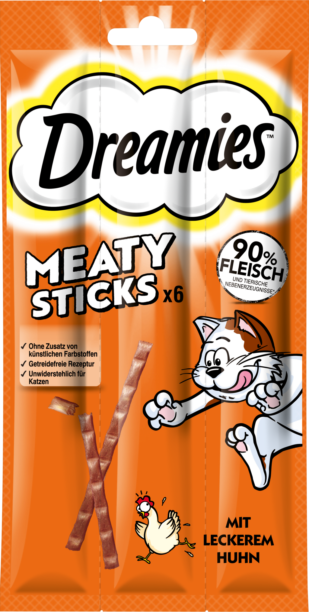 Dreamies Meaty Sticks al Pollo per Gatti – Confezione da 6 Stick | 30g