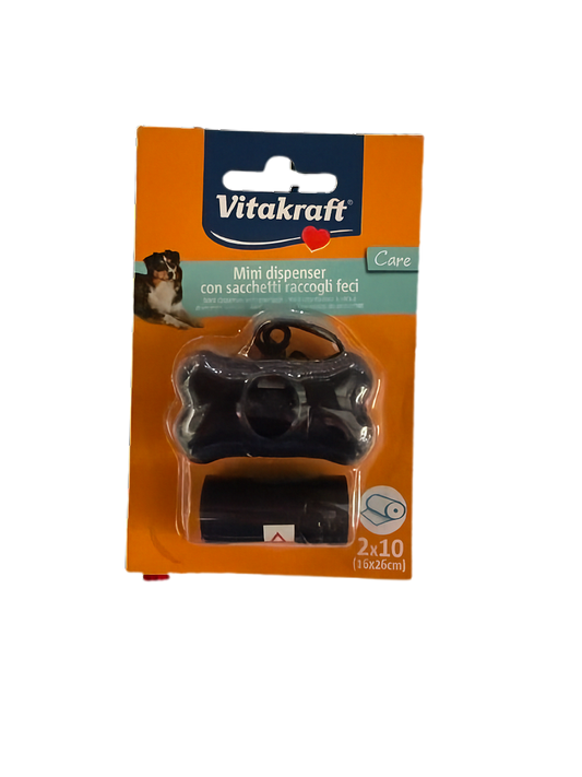 Mini Dispenser Sacchetti Igienici per Cane a Forma di Osso – Con Clip e 20 Sacchetti