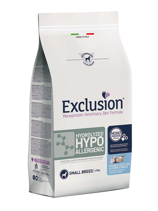Exclusion Diet Hydrolyzed Hypoallergenic Pesce & Amido di Mais – Dieta Ipoallergenica per Cani