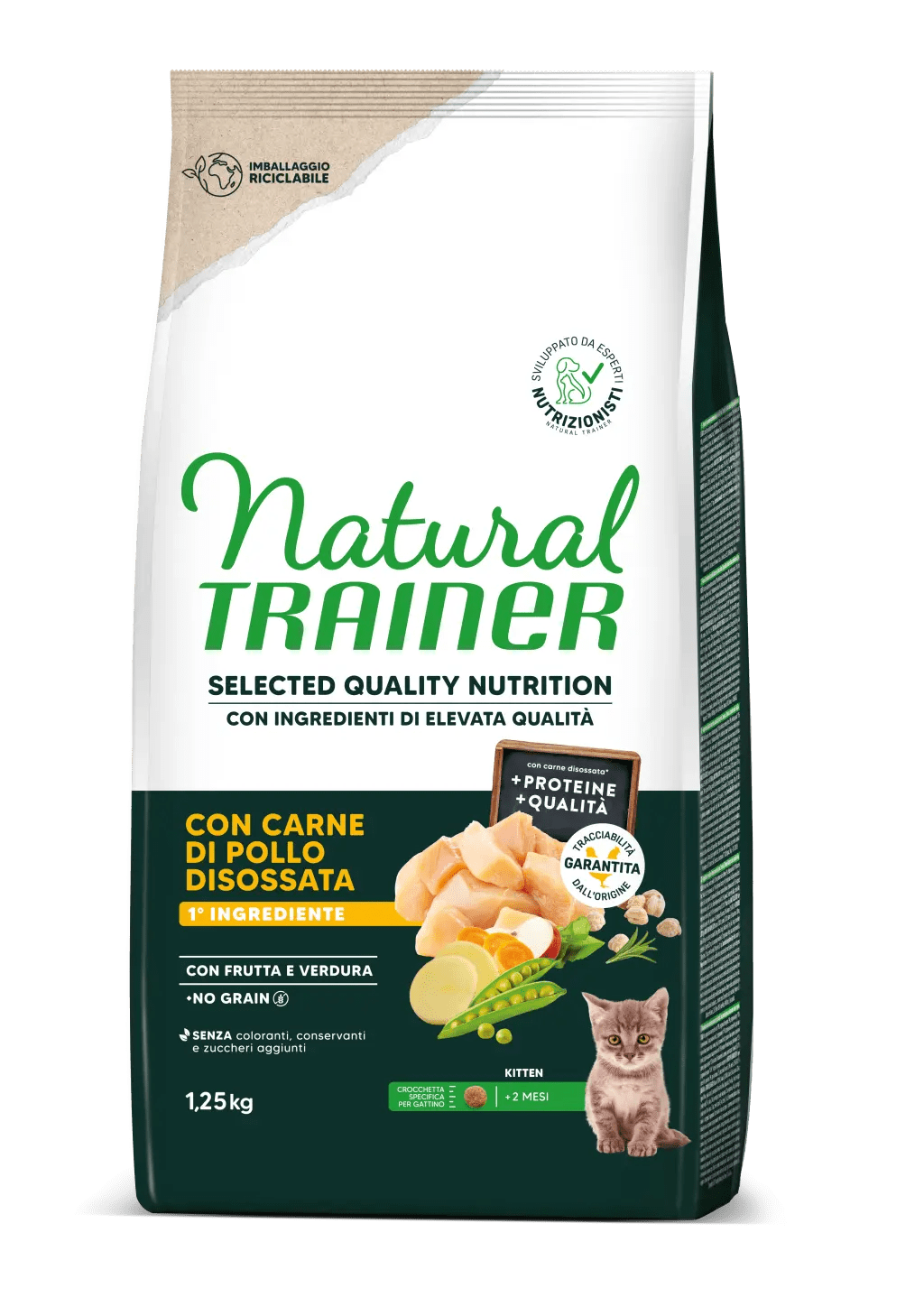 Crocchette per gattini Selected Quality Nutrition con carne di pollo disossata, confezione di grandi dimensioni, marchio Agriappia