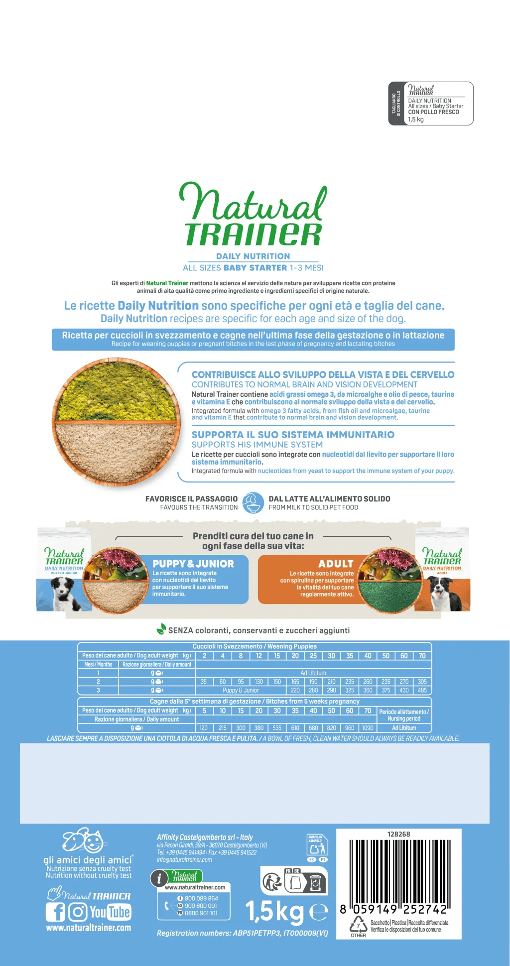 NATURAL TRAINER - DAILY NUTRITION - ALL BREEDS BABY STARTER CON POLLO FRESCO