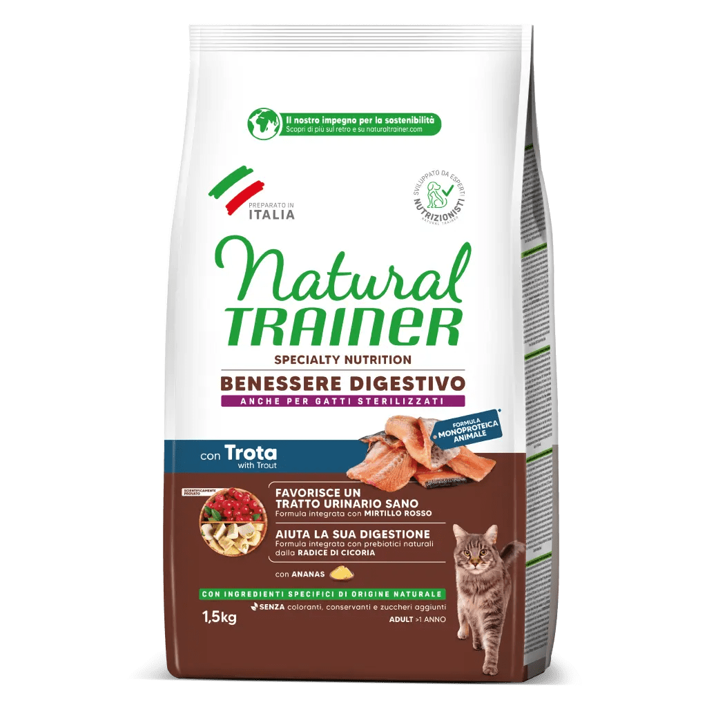 Integratore digestivo monoproteico con trota di AGRIAPPIA, formula benessere digestivo per animali, immagine di prodotto.