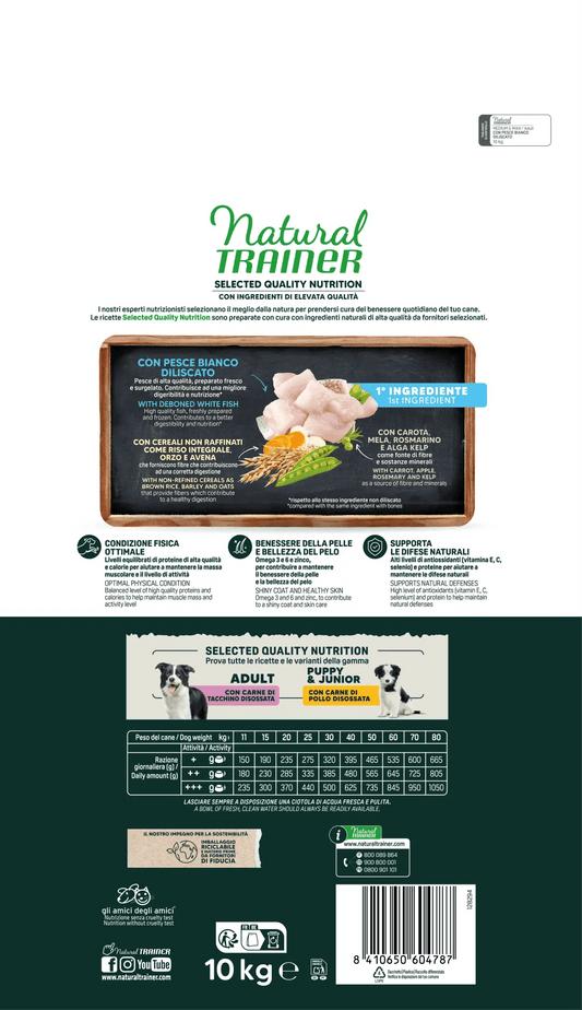 Natural Trainer - SELECTED QUALITY NUTRITION - ADULT MEDIUM MAXI - CON PESCE BIANCO DILISCATO