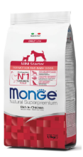 Mini starter Monge Natural Superpremium Ricco in Pollo di AGRIAPPIA, con crocchette per cani di piccola taglia.