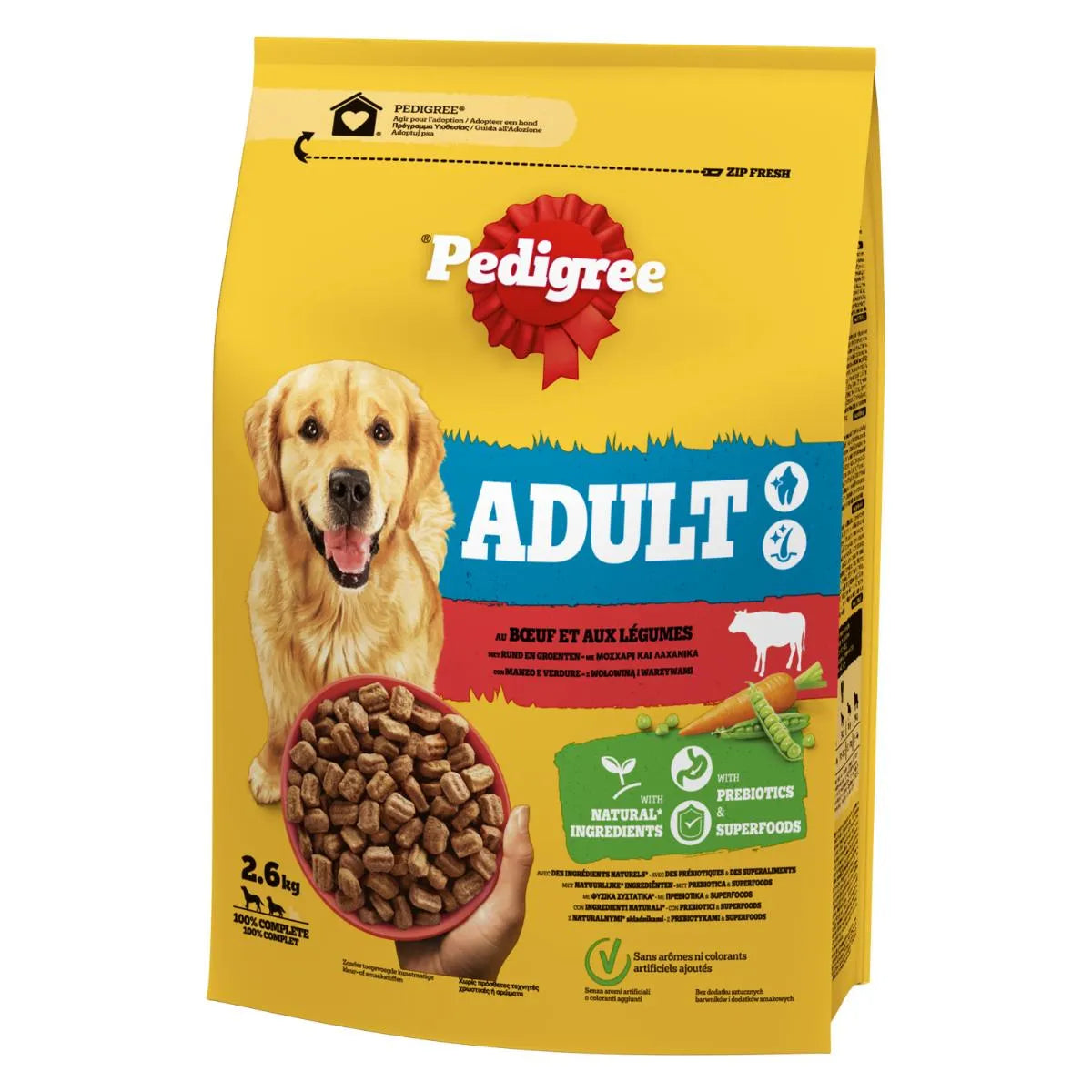 Crocchette per cani adulti AGRIAPPIA con manzo e verdure, sacco da 3kg, alimento secco di alta qualità per cani adulti