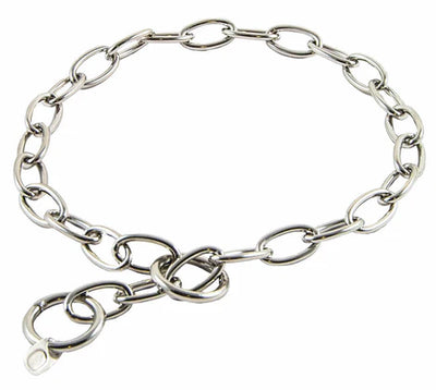 Collare strozzo a catena maglia ovalina in acciaio inox