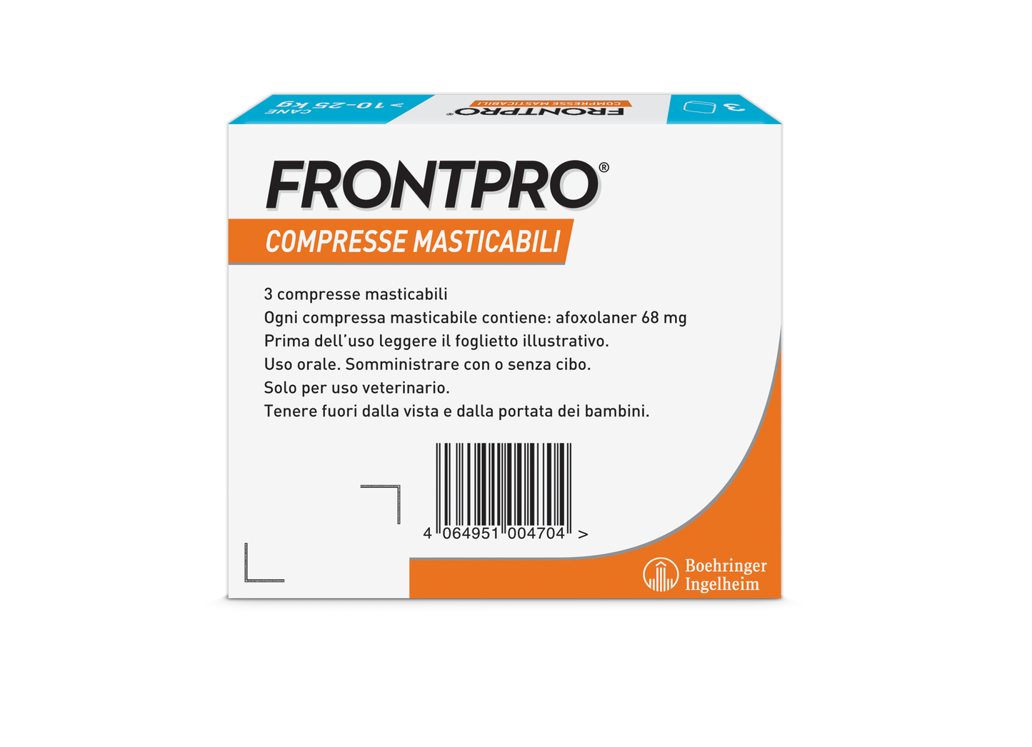 Cane frontpro® AGRIAPPIA in 10-25 kg, immagine frontale con impugnatura e etichetta, fibra di alta qualità per allevamento.