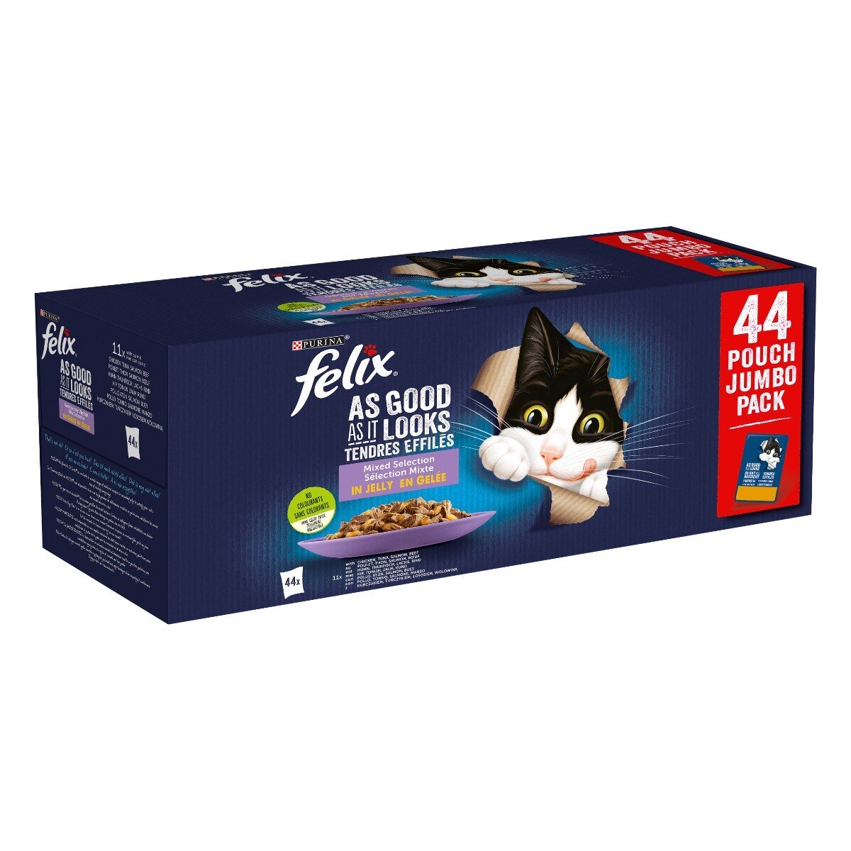 Felix Le Ghiottonerie Pack 44 Bustine – Alimento Umido per Gatti in 3 Gusti