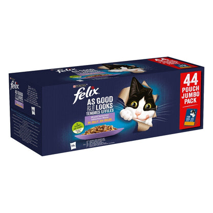 Felix Le Ghiottonerie Pack 44 Bustine – Alimento Umido per Gatti in 3 Gusti