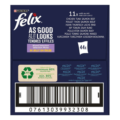 Felix Le Ghiottonerie Pack 44 Bustine – Alimento Umido per Gatti in 3 Gusti
