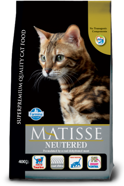 Matisse neutered, prodotto AGRIAPPIA, immagine di un animale domestico con il taglio di sterilizzazione visibile.