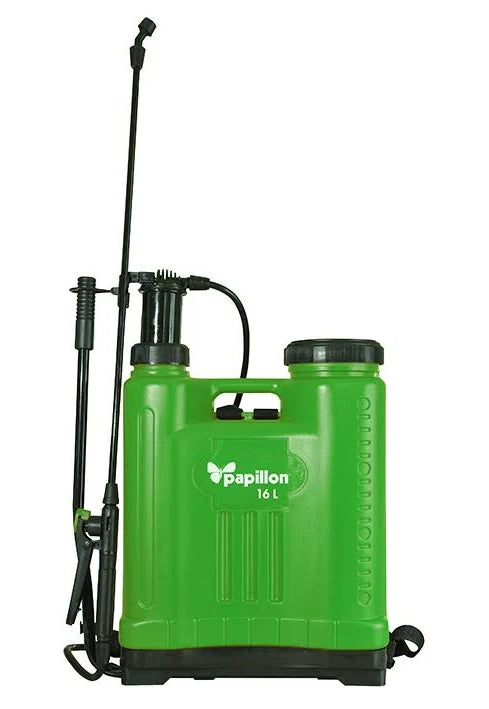 Pompa spalla in nylon verde da 16 litri di AGRIAPPIA, sistema di irrigazione portatile per l'agricoltura.