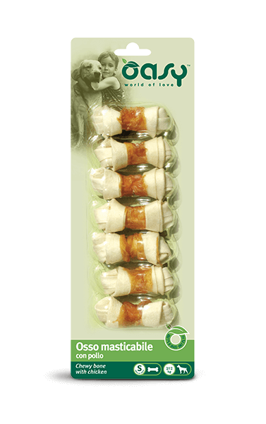 Osso masticabile AGRIAPPIA Oasy SNACK con pollo, anatra e manzo, snack naturale per cani, visibile in immagine.