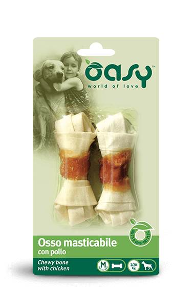 Osso masticabile AGRIAPPIA Oasy SNACK con pollo, anatra e manzo, snack per cani con ossa naturali e gustose.