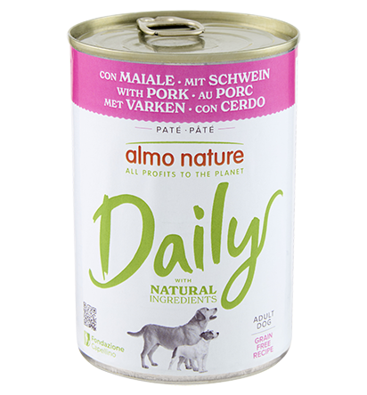 Scatola di cibo umido per gatti Almo Nature Daily Cane AGRIAPPIA, 400g, con carne di pollo e riso, per animali domestici