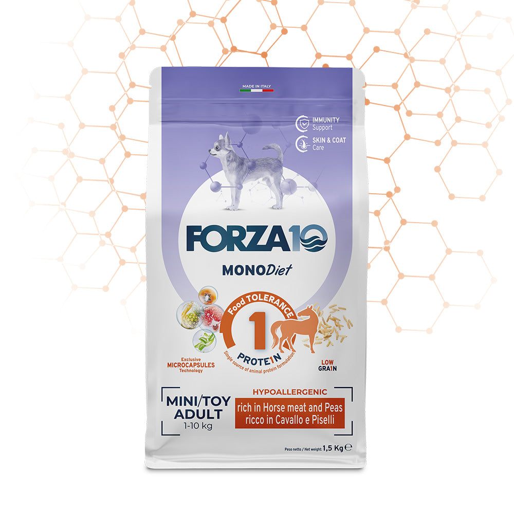 Forza10 Mini/Toy Adult Sensitive – Alimento Dietetico Cavallo e Piselli per Cani 1-10 kg
