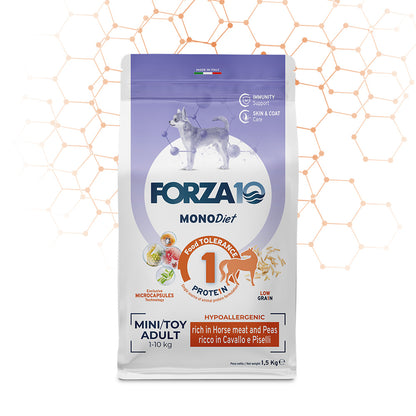 Forza10 Mini/Toy Adult Sensitive – Alimento Dietetico Cavallo e Piselli per Cani 1-10 kg