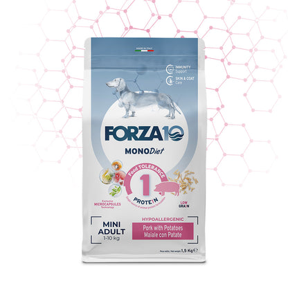 Forza10 Mini Adult Sensitive – Alimento Dietetico Maiale con Patate per Cani 1-10 kg