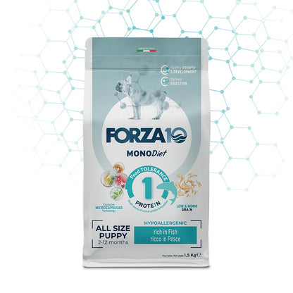 Forza10 All Size Puppy Sensitive – Alimento Dietetico al Pesce per Cuccioli e Cagne Gravide 1,5kg