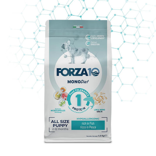 Forza10 All Size Puppy Sensitive – Alimento Dietetico al Pesce per Cuccioli e Cagne Gravide 1,5kg