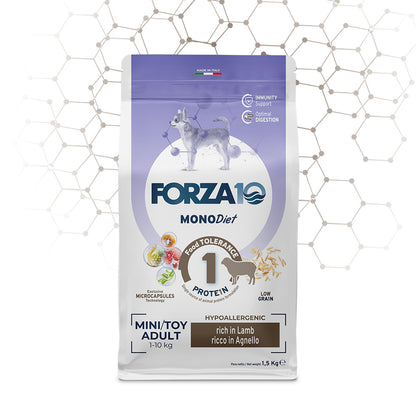 Forza10 Mini/Toy Adult Sensitive – Alimento Dietetico all’Agnello per Cani 1-10 kg