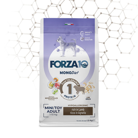 Forza10 Mini/Toy Adult Sensitive – Alimento Dietetico all’Agnello per Cani 1-10 kg