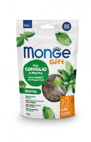 Croccantini Monge Gift AGRIAPPIA per cani adulti con coniglio e menta, 60 ml, spuntino naturale e dentale.