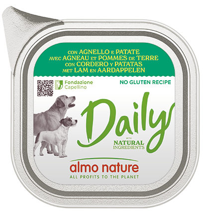 Crocchette Almo Nature Daily Cane AGRIAPPIA da 100g, confezione con croccantini per cani di alta qualità.