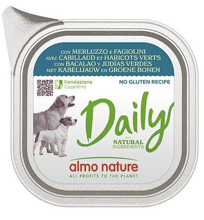 Lattina da 100g di Almo Nature Daily Cane per cani, prodotto di alta qualità di AGRIAPPIA, con etichetta visibile e contenuto naturale