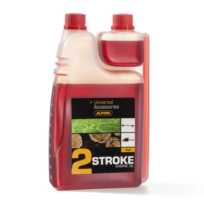 Olio 2 tempi AgriAppia da 1 litro in bottiglia con dosatore, per motori a due tempi, visibile nella confezione con etichetta.