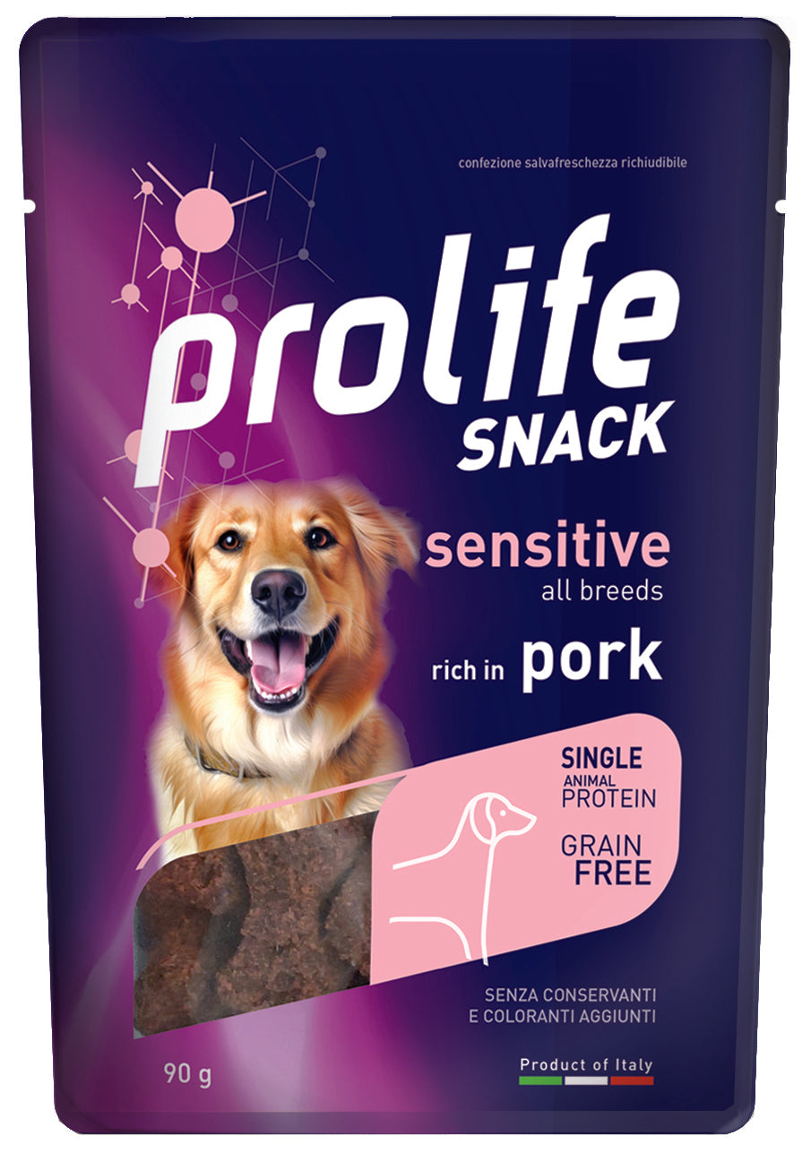 Snack di carne Prolife Cane di AGRIAPPIA, bastoncini di carne gustosi e croccanti, perfetti come spuntino proteico.