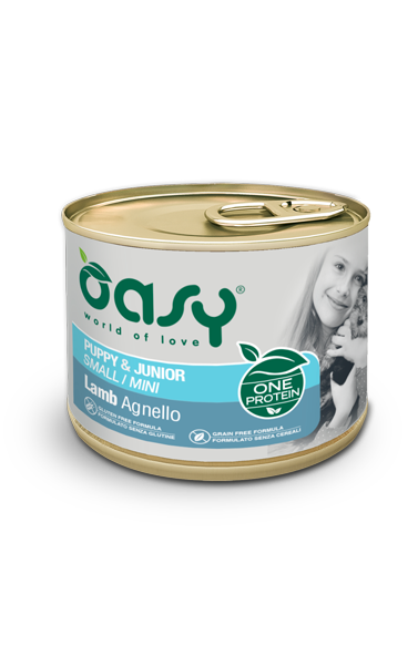 Crocchette per cani Oasy ONE PROTEIN AGRIAPPIA con carne di agnello, confezione da 200g, alimento proteico per cuccioli