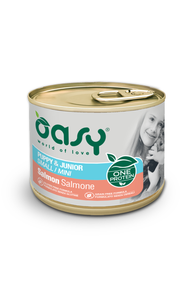 Pâté per cani Oasy ONE PROTEIN AGRIAPPIA con salmone, 200g, alimento proteico e naturale per cuccioli e cani adulti