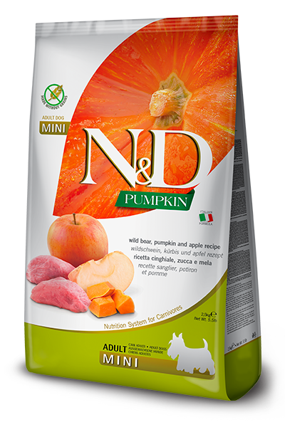 Crocchette per cani adulti Farmina Ricetta cinghiale, zucca e mela, alimento completo con carne di cinghiale, zucca e mela.