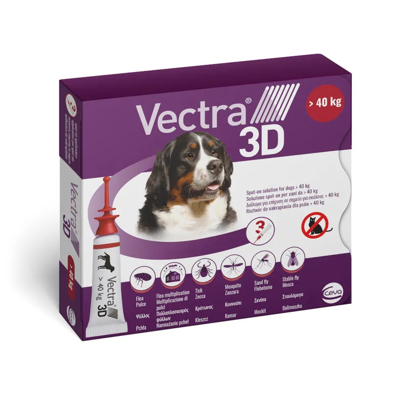 Vetra 3D per cani oltre 40 kg AGRIAPPIA, collare antiparassitario XL con spray e confezione aperta, vista frontale