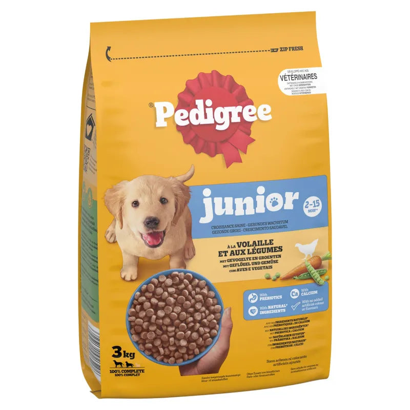 Crocchette per cuccioli Puppy Junior con pollo e riso, marca AGRIAPPIA, in sacco da 3 kg, con immagine del prodotto.