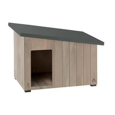 Cuccia per cani AGRIAPPIA ARGO 100, robusta e confortevole, con pareti in legno e tetto spiovente, ideale per il riposo all'aperto.