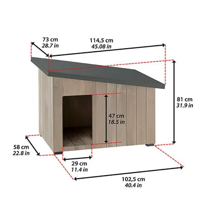 Cuccia per cani AGRIAPPIA ARGO 100 in legno con finestra, adatta per animali domestici, in un ambiente esterno.
