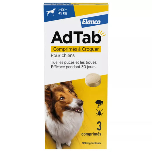 Compresse masticabili AdTab per cani di marca AGRIAPPIA, con ingredienti naturali, visibili in questa immagine.
